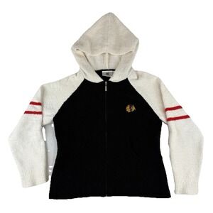 Vtg. Kashwere Full Zip Hoodie Women's‎ Large Chicago Blackhawks Cozy Loungewear